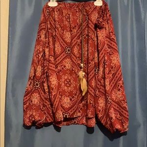 Red Off the shoulder shirt